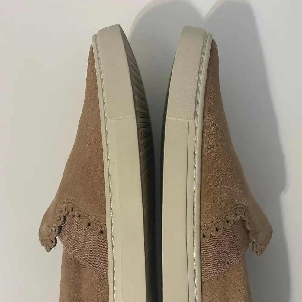 Frye Women’s Ivy Scallop Suede Slip On Sneakers Pale Blush Size 6.5